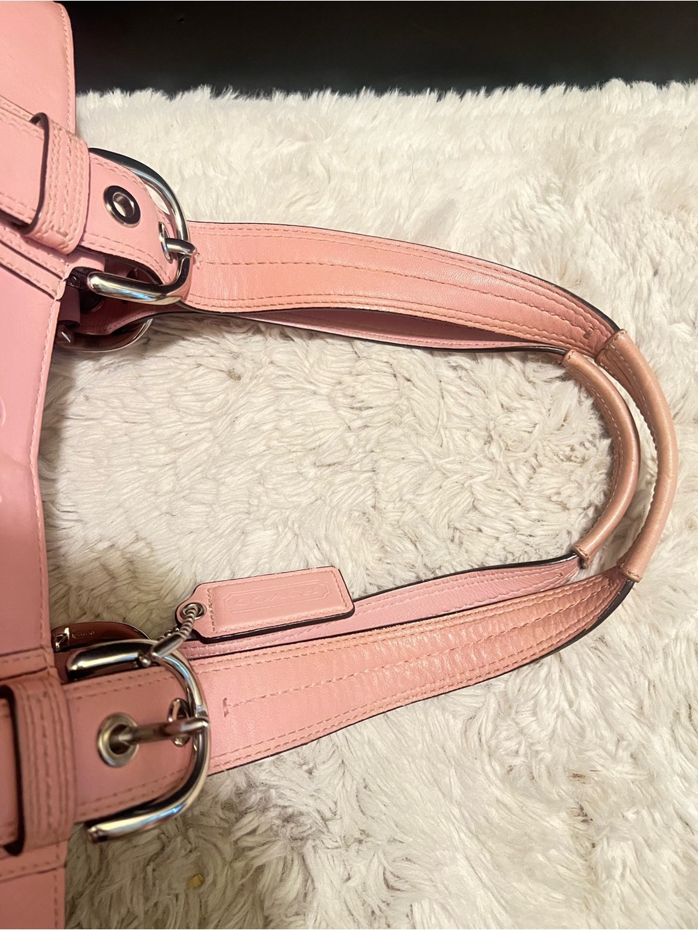 Vintage Coach Soho pleated Pink Leather Tote Shoulder Bag with Branded Tag - Picture 6 of 12